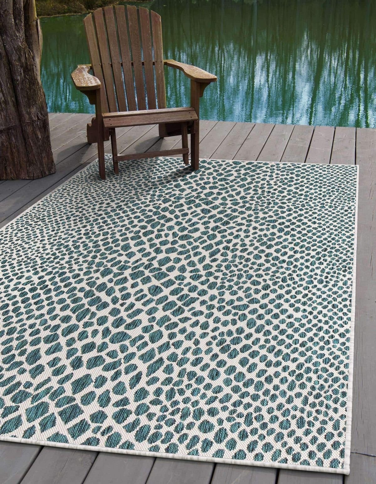 Unique Loom Outdoor Collection Area Rug - Cape Town (9' x 12' Rectangle, Blue/Ivory)