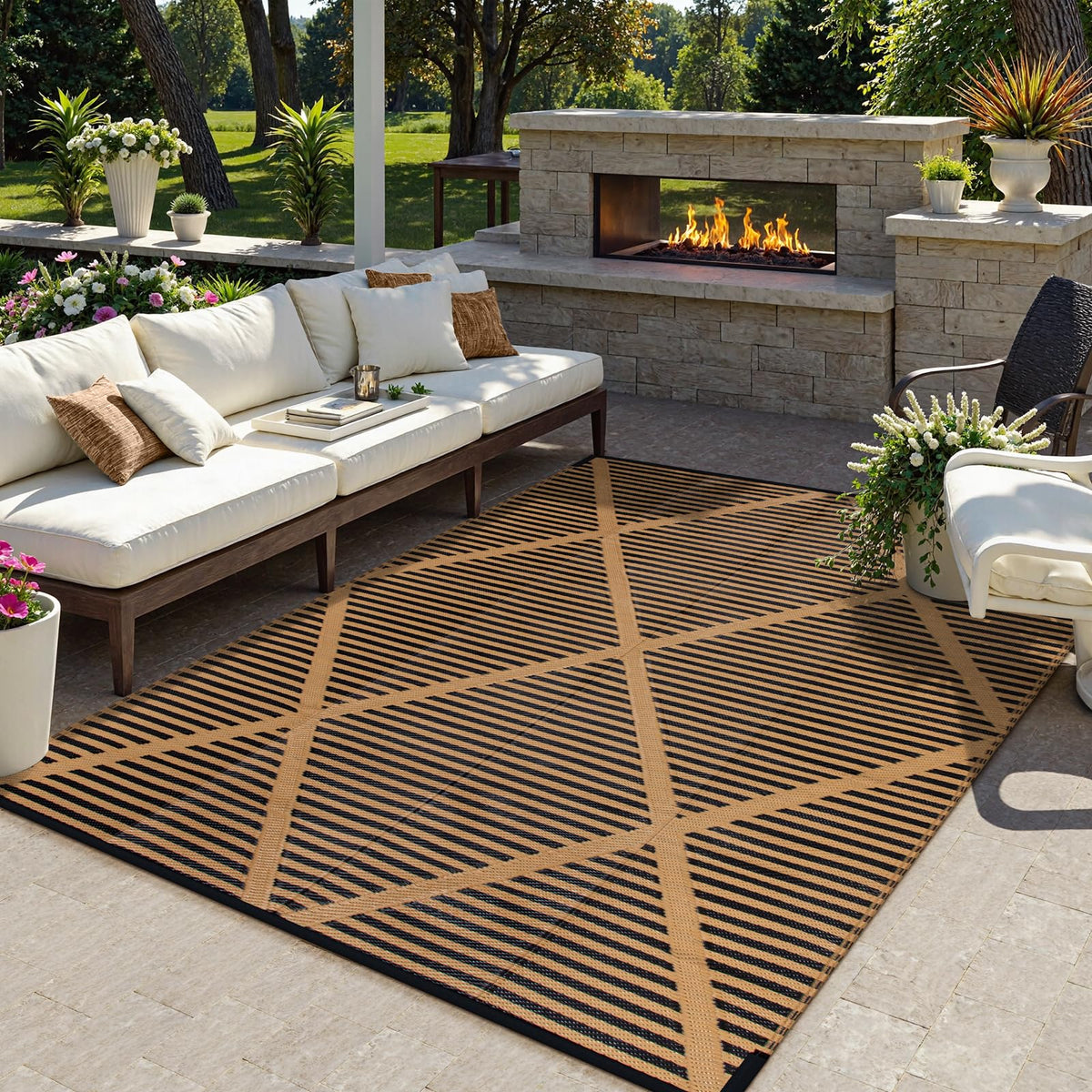 Lahome Extra Large Outdoor Rug 8x10 Patio Waterproof,Reversible Camping Rug
