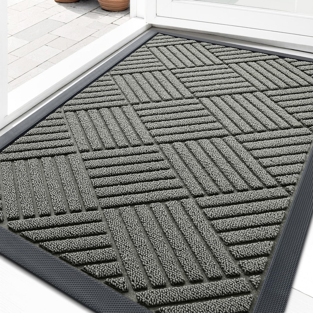 OLANLY Front Door Mat Outside Entrance, Waterproof Heavy-Duty Doormat