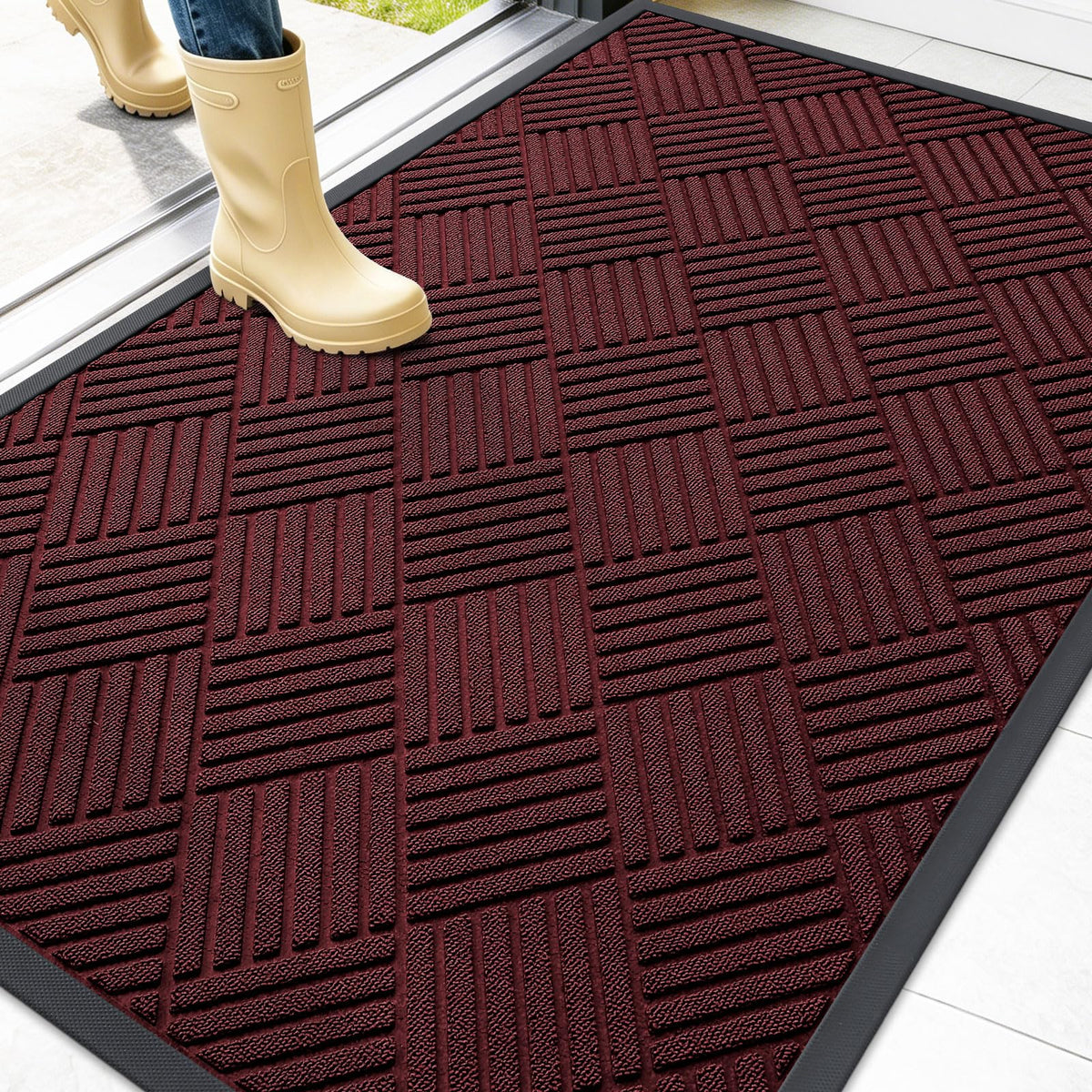 OLANLY Front Door Mat Outside Entrance, Waterproof Heavy-Duty Doormat