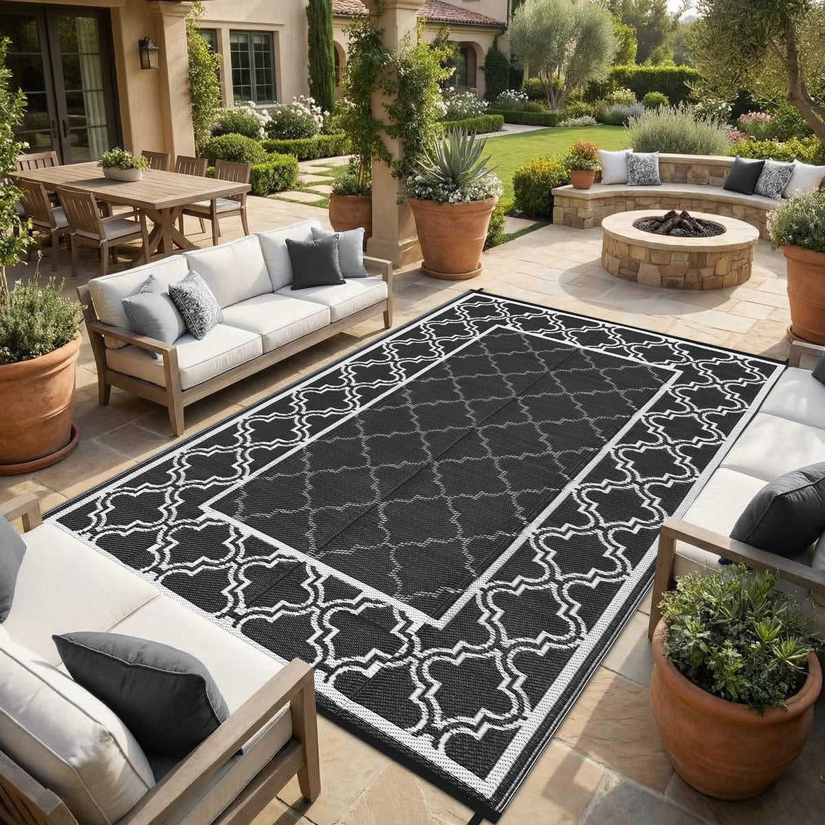 Garvee Reversible Outdoor Rug 6x9, Waterproof Outdoor Plastic Rug, Porch