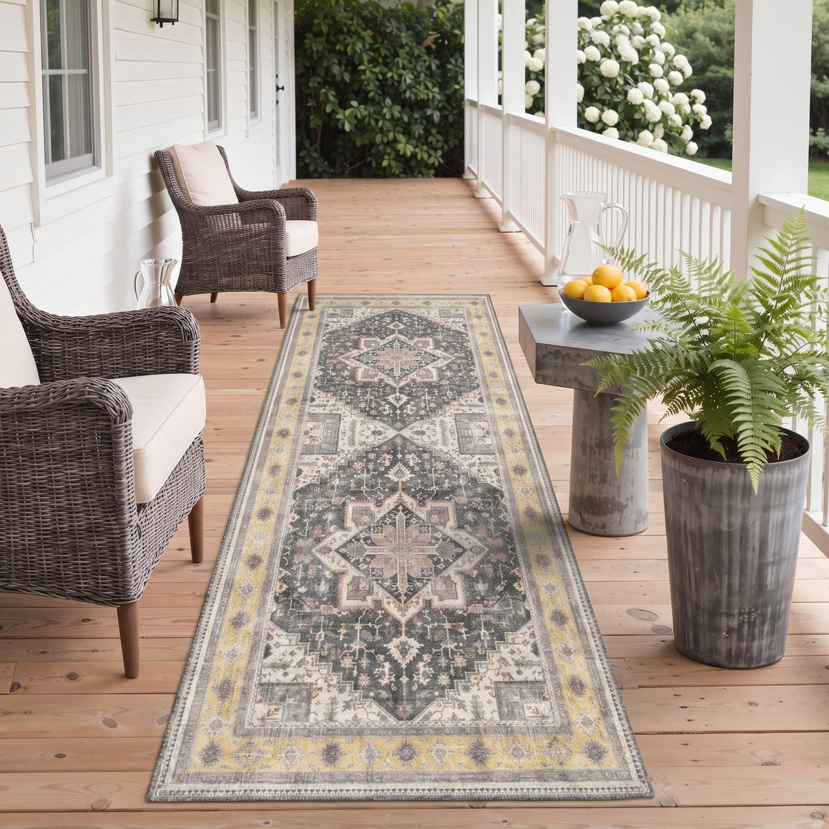 GENIMO 5x8 Outdoor Rug, Washable for Patio and Deck, Light Blue