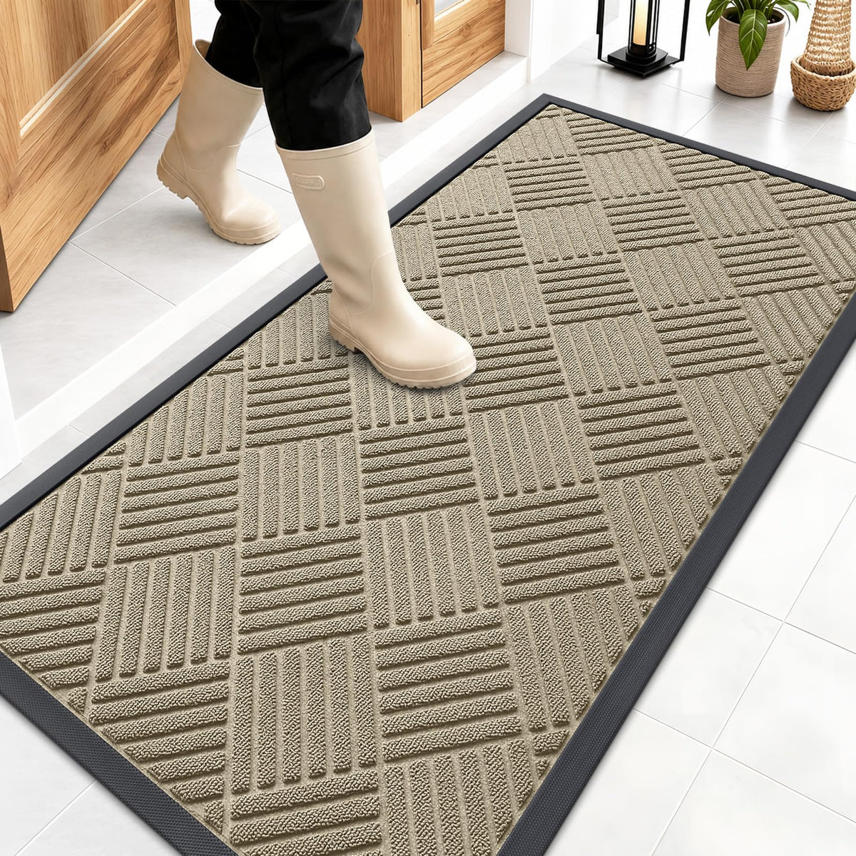 OLANLY Front Door Mat Outside Entrance, Waterproof Heavy-Duty Doormat