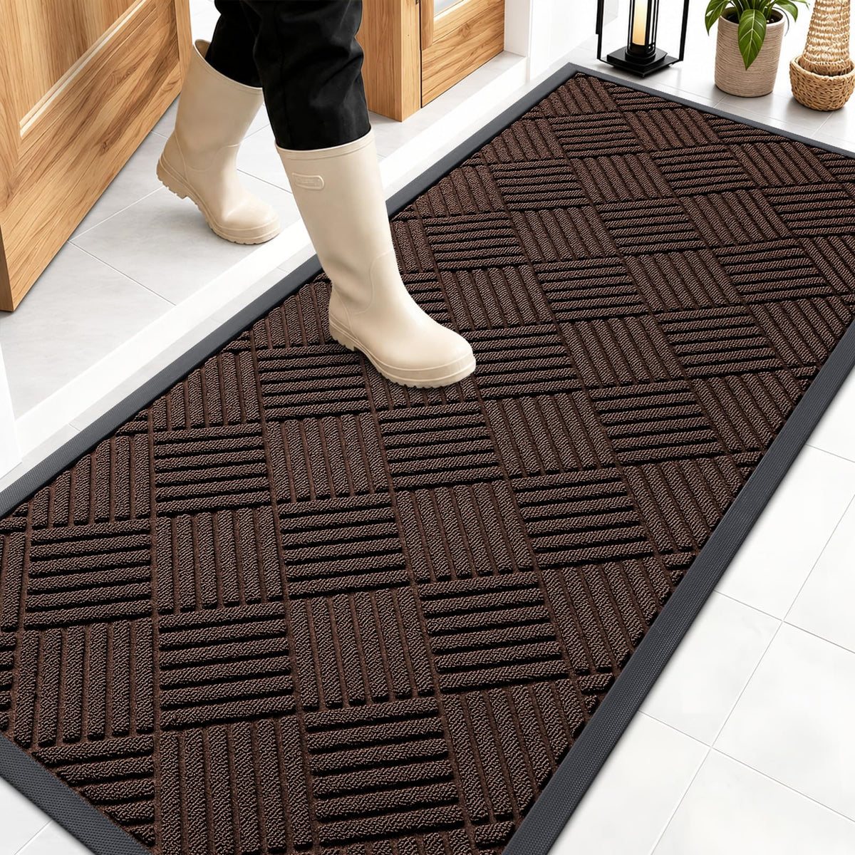 OLANLY Front Door Mat Outside Entrance, Waterproof Heavy-Duty Doormat