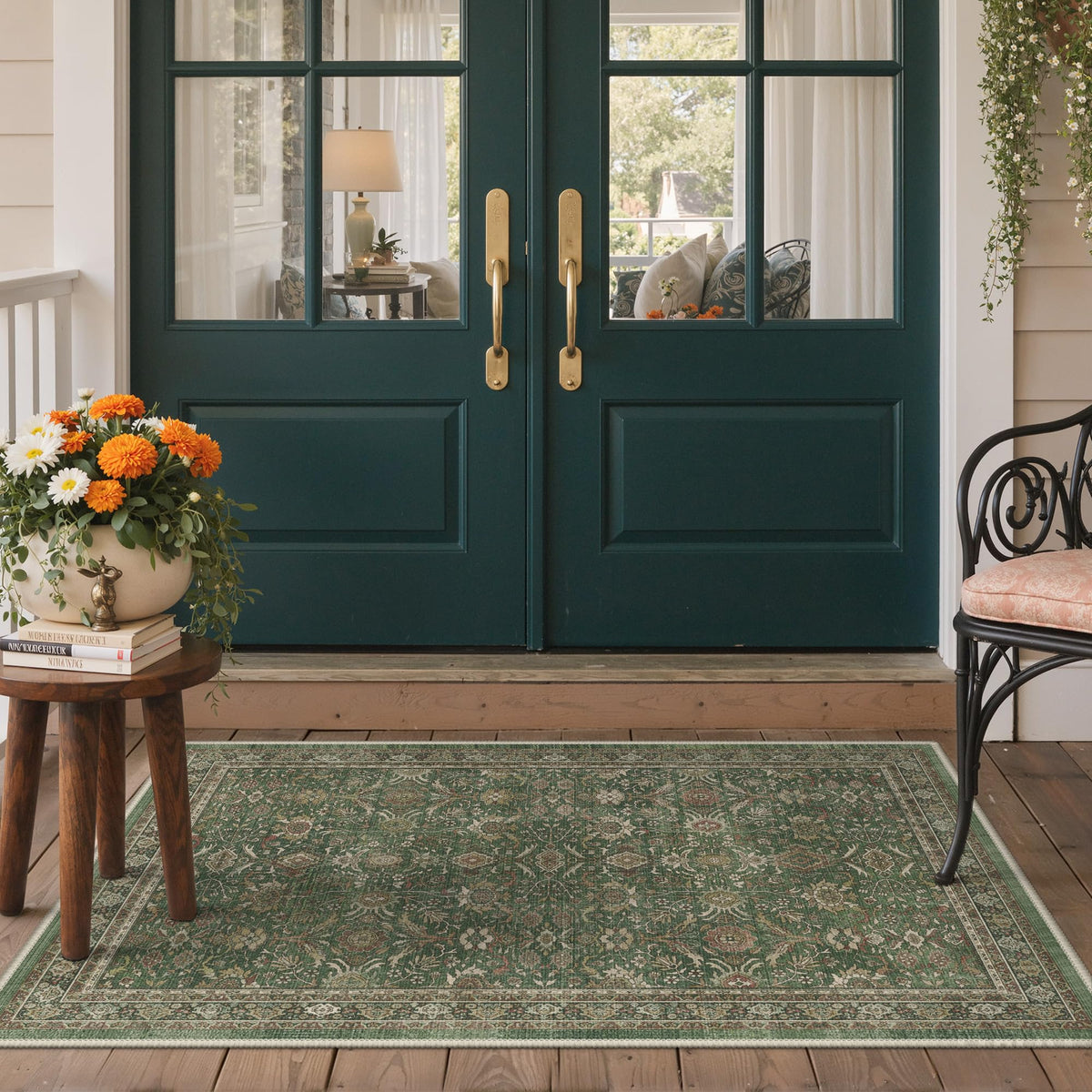 GENIMO 5x8 Outdoor Rug, Washable for Patio and Deck, Light Blue
