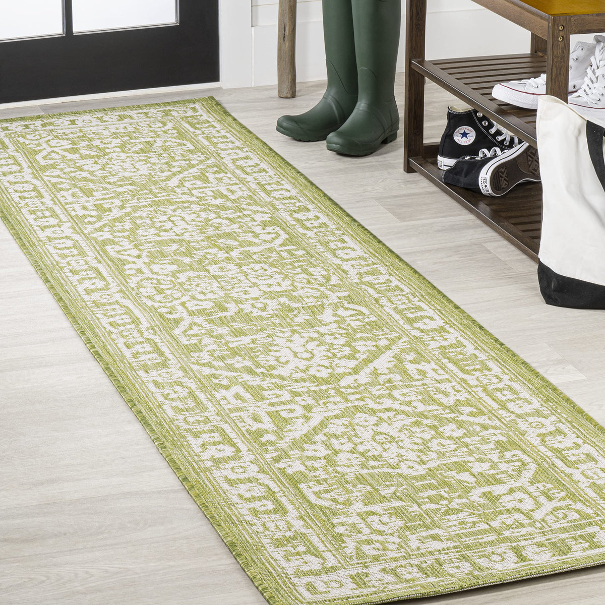 JONATHAN Y Boho Medallion Indoor Outdoor Area Rug 8X10 Black/Gray, Malta Textured Weave for Backyard, Patio, Porch, Easy-Cleaning, High Traffic, Pet-Friendly, Non-Shedding (SMB104C-8)