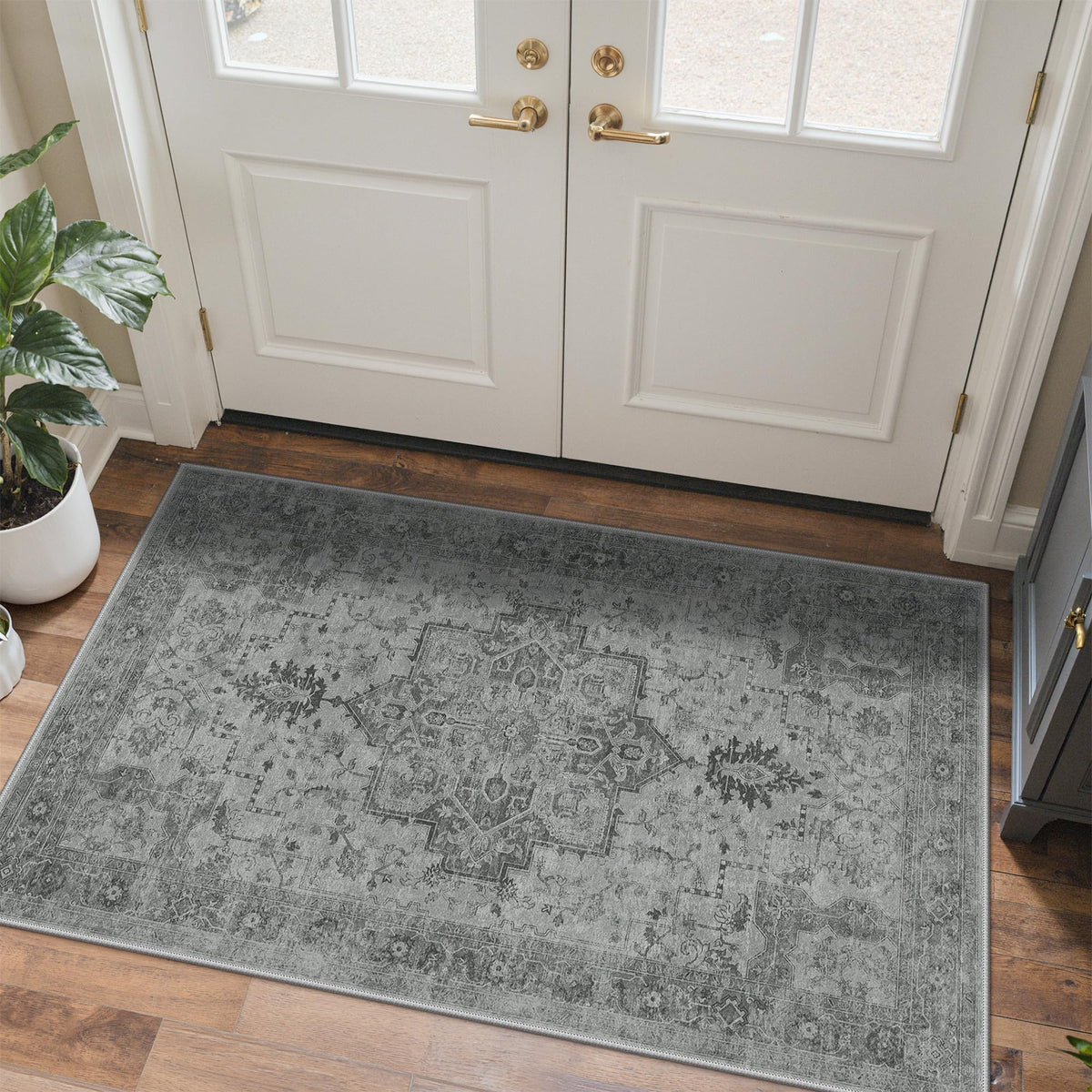 GENIMO 5x8 Outdoor Rug, Washable for Patio and Deck, Light Blue