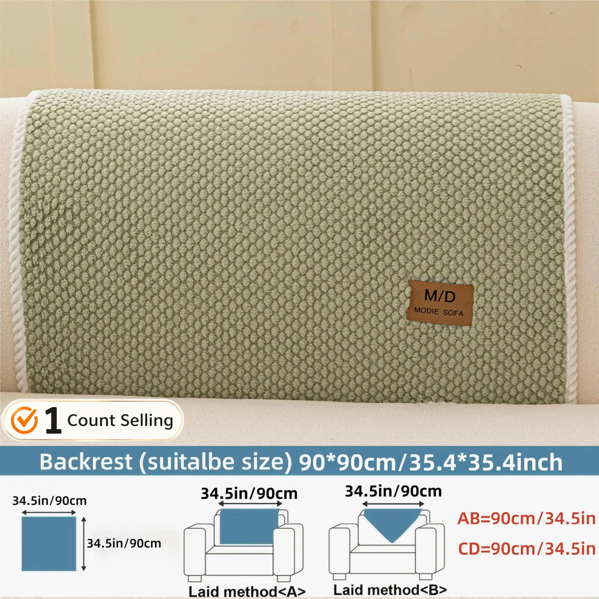 Luxury Thick Removable Couch Cover, 1 Count Soft Textured Seat Pad, Non-Slip Washable Universal Sofa Protector, Sectional Sofa Slipcovers, Pet-Friendly Modern Slipcover for Sectional, Loveseat and 3-Seater Couch #GLOBAL PICKS