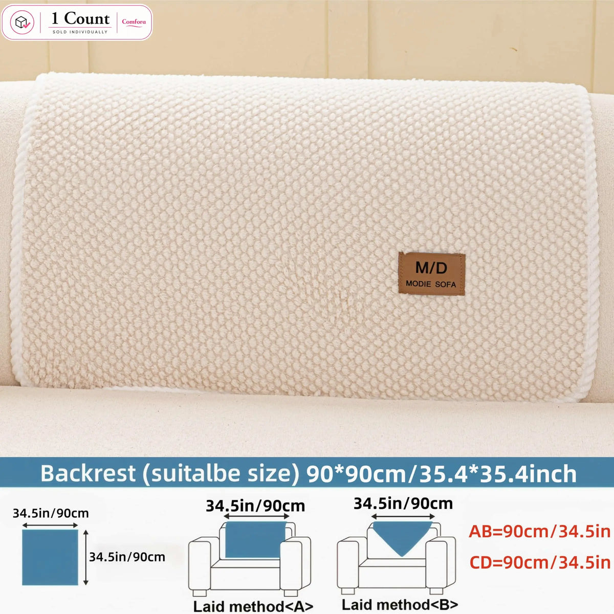 Luxury Thick Removable Couch Cover, 1 Count Soft Textured Seat Pad, Non-Slip Washable Universal Sofa Protector, Sectional Sofa Slipcovers, Pet-Friendly Modern Slipcover for Sectional, Loveseat and 3-Seater Couch #GLOBAL PICKS