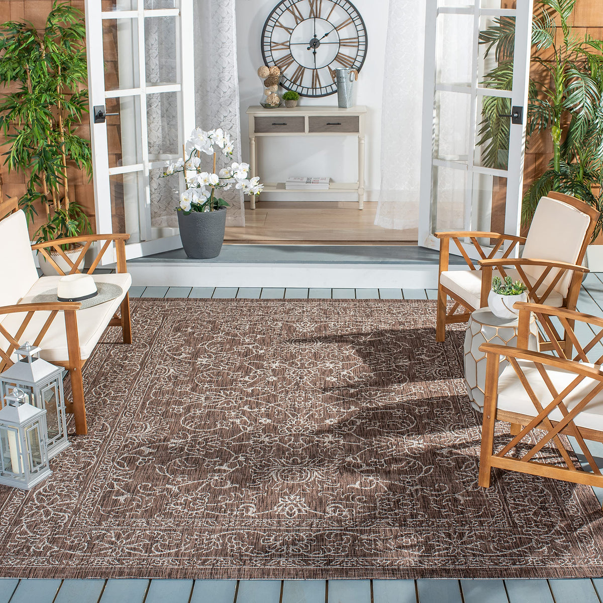 SAFAVIEH Courtyard Collection 8' x 10' Turquoise CY8680 Indoor/ Outside Waterproof Easy cleansingPatio Backyard Mudroom Area Mat