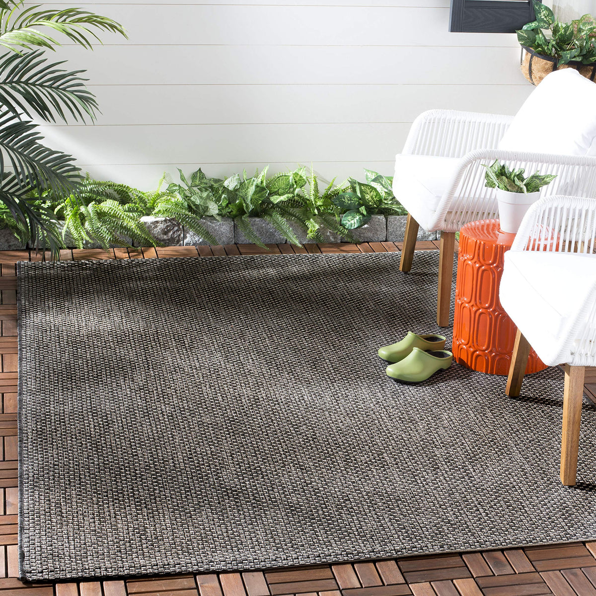SAFAVIEH Washable Rug Outdoor Courtyard Collection - 8' x 10', Natural & Cream, Non-Shedding & Easy Cleaning, Ideal for Patio, Backyard, Mudroom, DIning Space (CY8521-03012)
