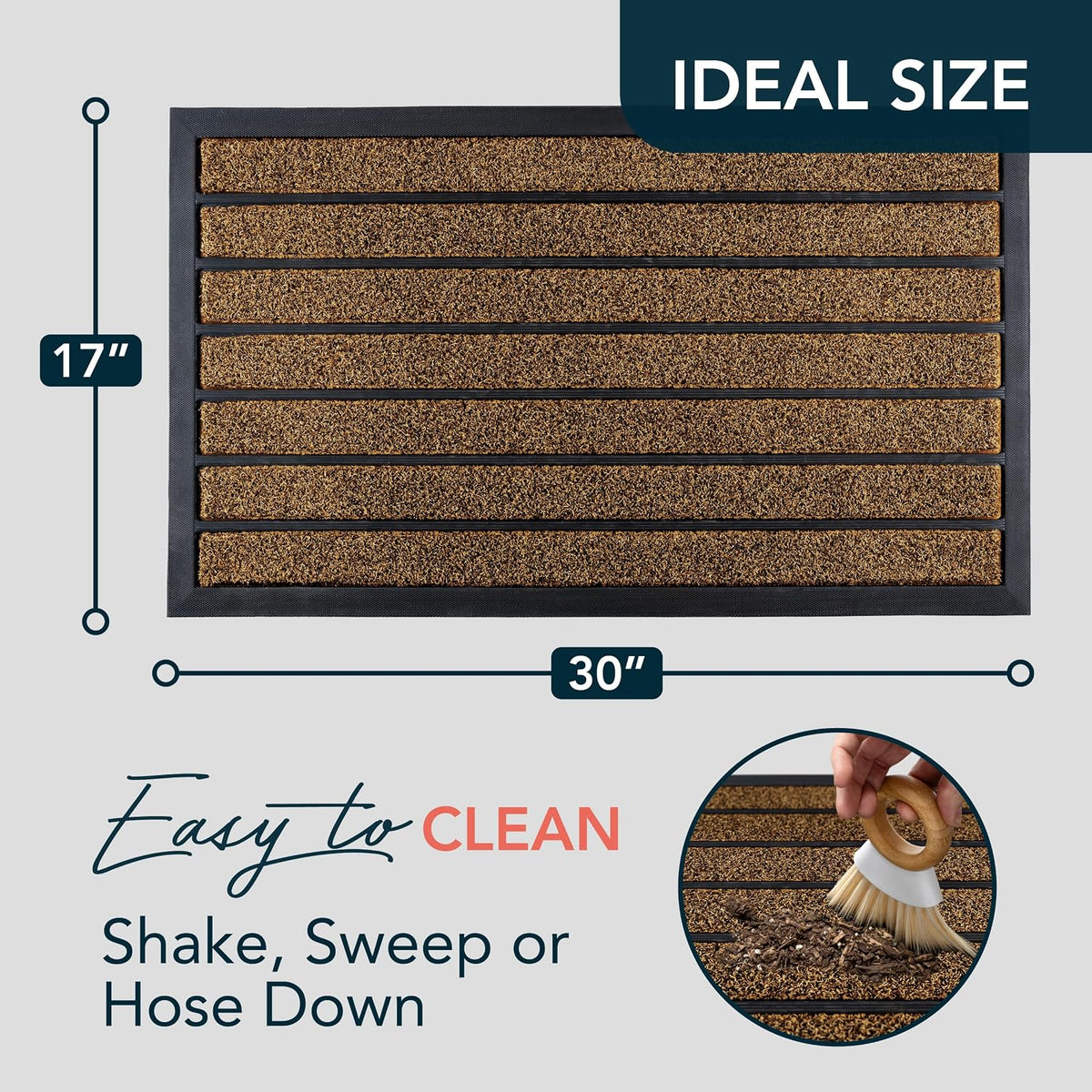 ubdyo Extra Durable Door Mat Outside Entrance (30" x 17", Bright Brown)