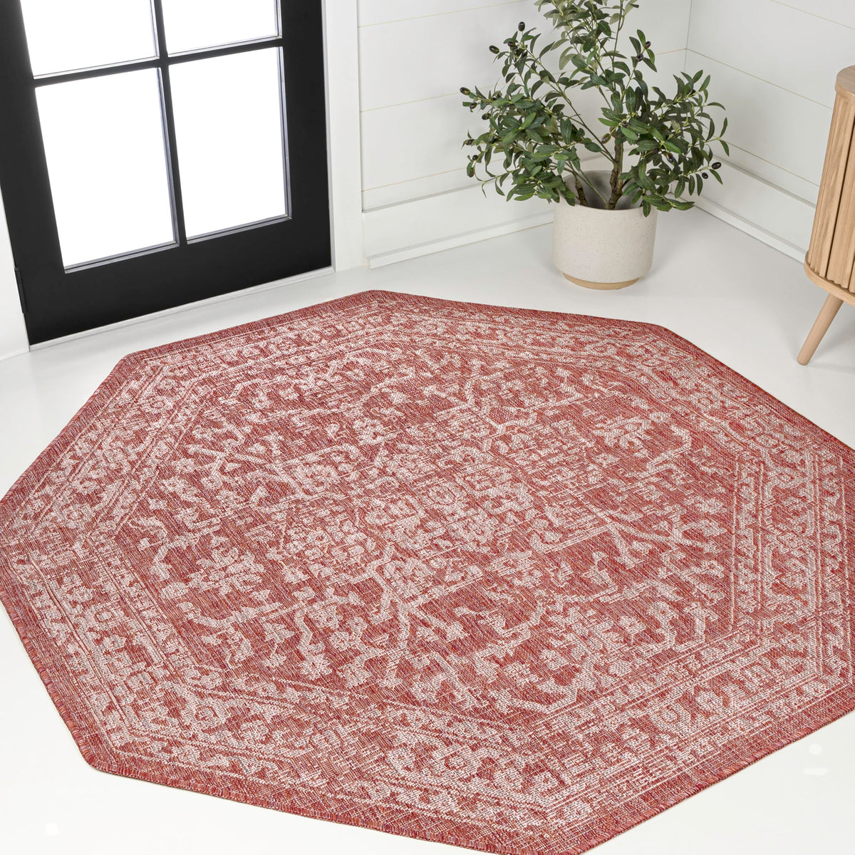 JONATHAN Y Boho Medallion Indoor Outdoor Area Rug 8X10 Black/Gray, Malta Textured Weave for Backyard, Patio, Porch, Easy-Cleaning, High Traffic, Pet-Friendly, Non-Shedding (SMB104C-8)