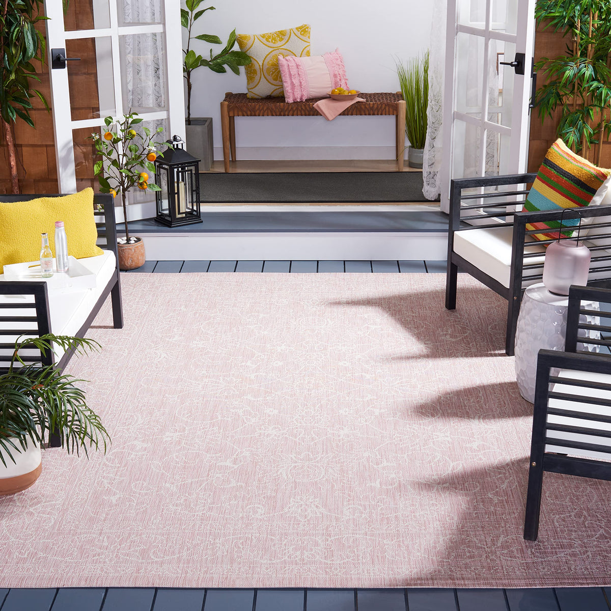 SAFAVIEH Courtyard Collection 8' x 10' Turquoise CY8680 Indoor/ Outside Waterproof Easy cleansingPatio Backyard Mudroom Area Mat