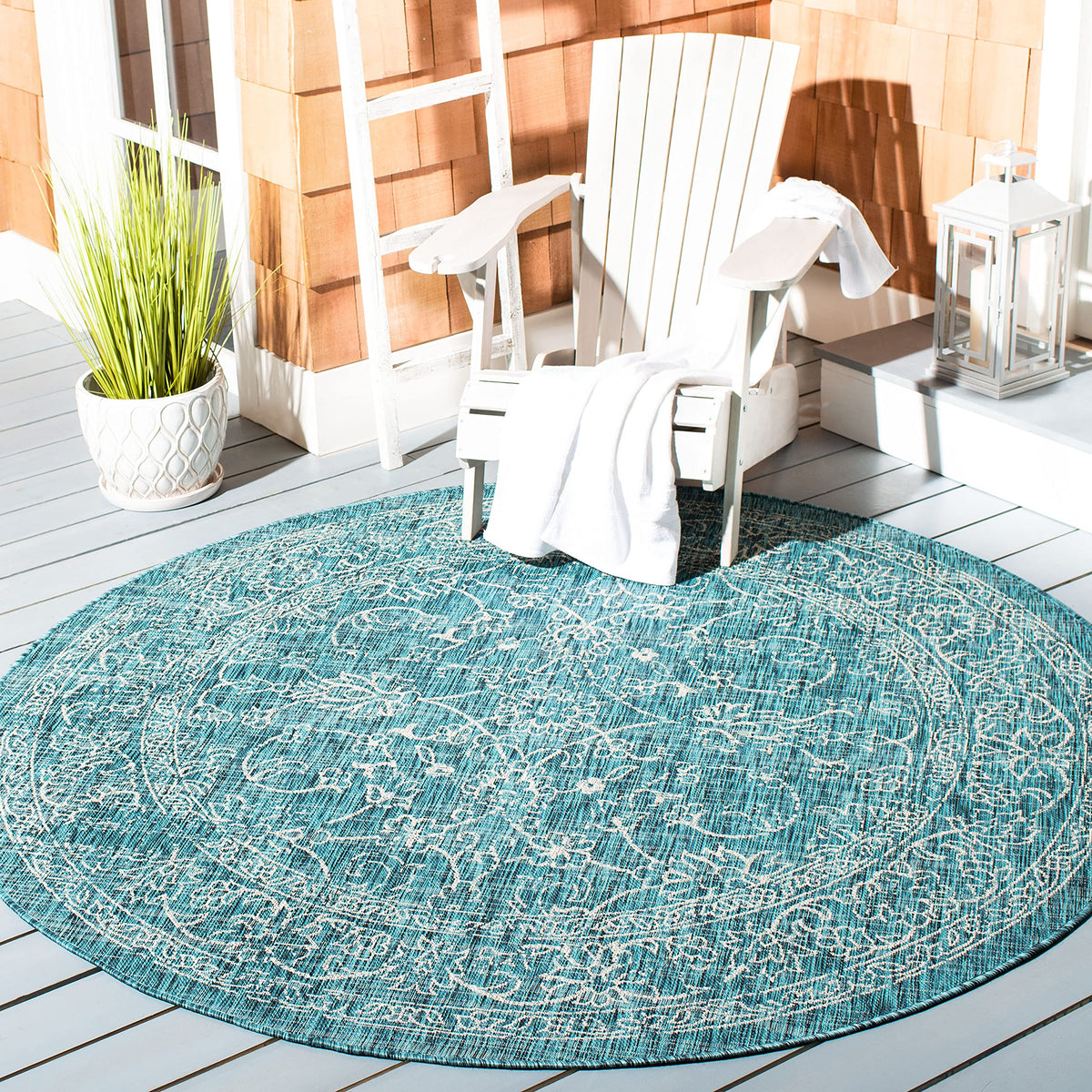 SAFAVIEH Courtyard Collection 8' x 10' Turquoise CY8680 Indoor/ Outside Waterproof Easy cleansingPatio Backyard Mudroom Area Mat