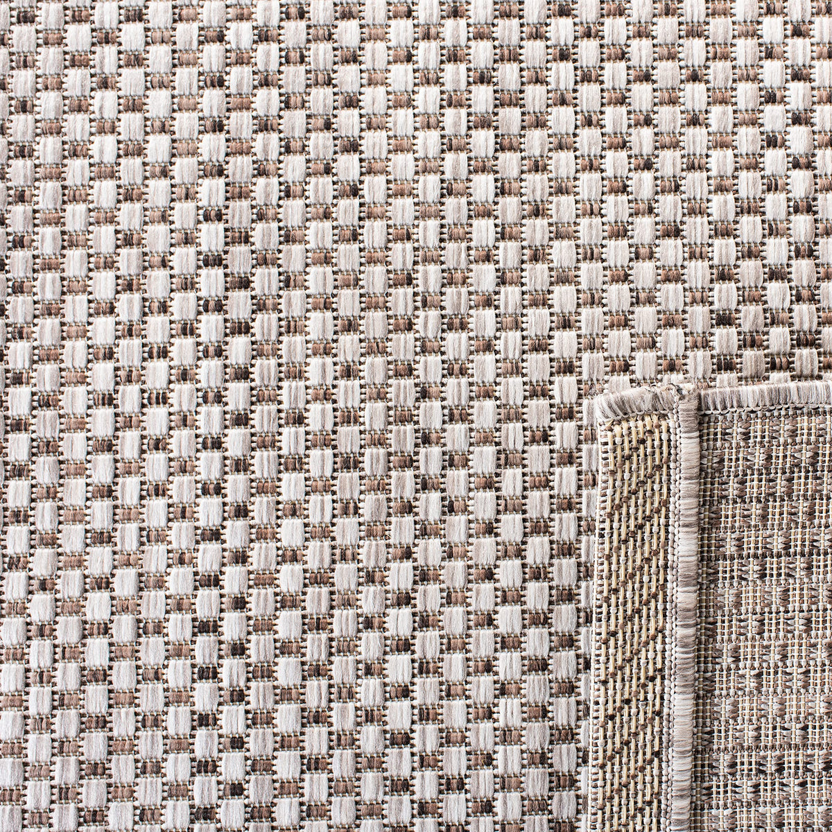 SAFAVIEH Washable Rug Outdoor Courtyard Collection - 8' x 10', Natural & Cream, Non-Shedding & Easy Cleaning, Ideal for Patio, Backyard, Mudroom, DIning Space (CY8521-03012)