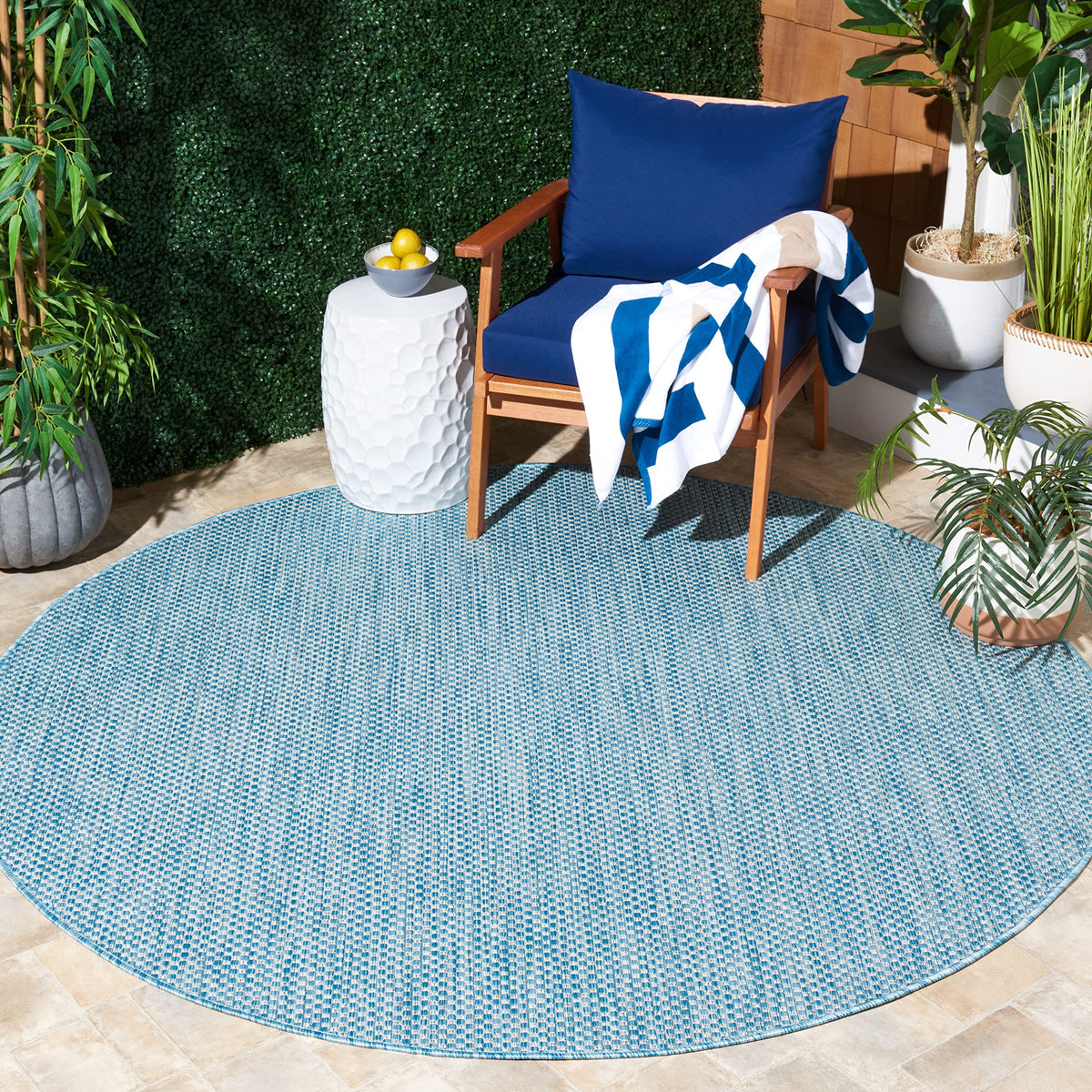 SAFAVIEH Washable Rug Outdoor Courtyard Collection - 8' x 10', Natural & Cream, Non-Shedding & Easy Cleaning, Ideal for Patio, Backyard, Mudroom, DIning Space (CY8521-03012)