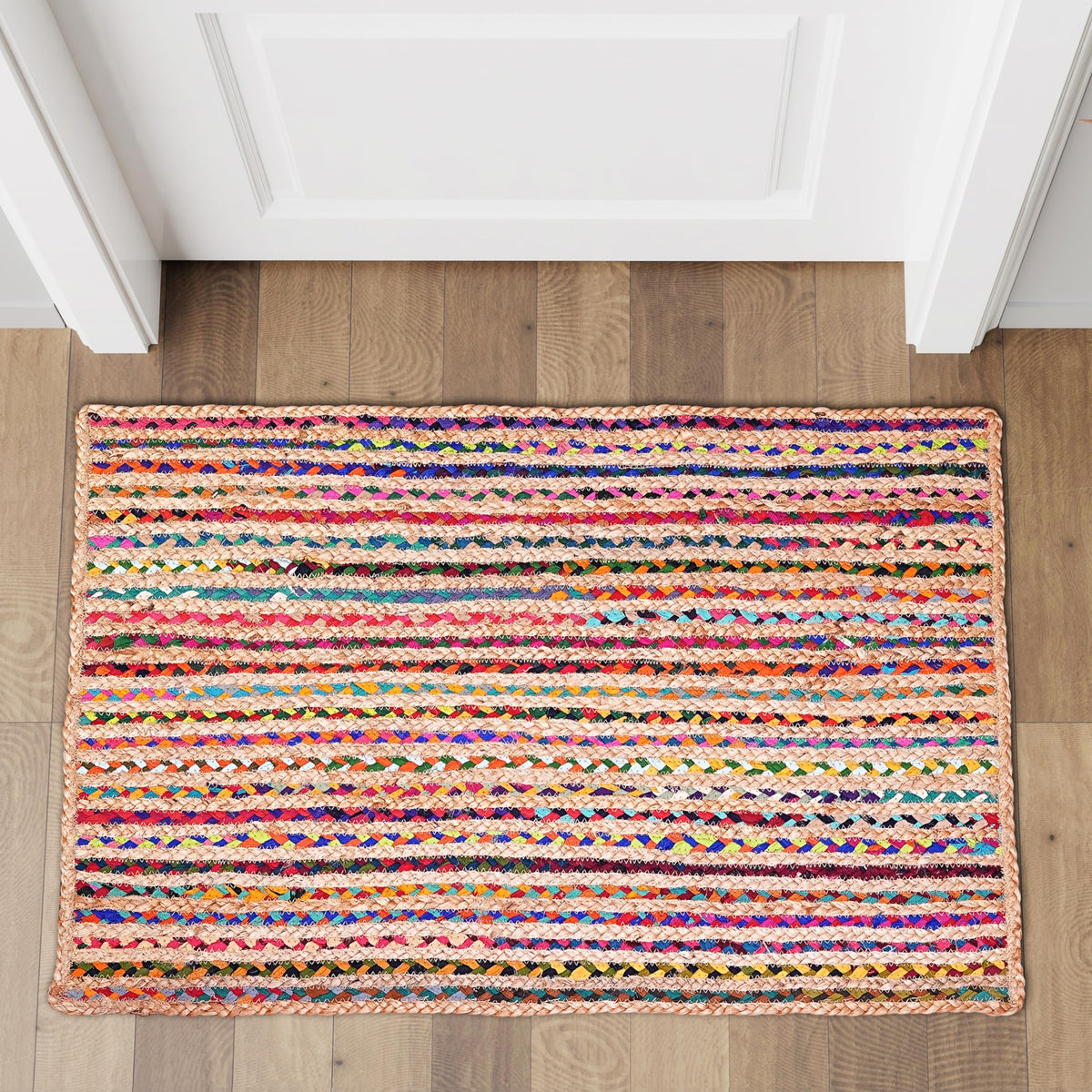 Hausattire Jute Braided Woven Kitchen Rug 2x3 Feet - Natural
