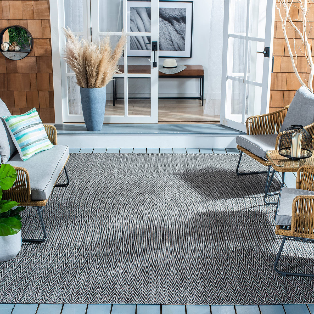 SAFAVIEH Courtyard Outdoor Area Rug 5'3"x7'7", Natural & Cream CY8022-03012