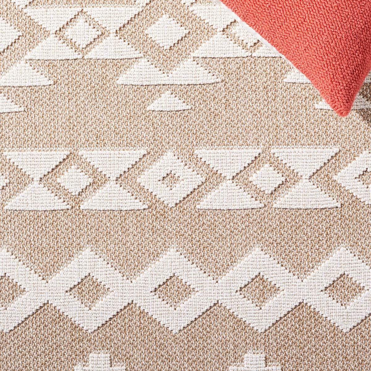 SAFAVIEH Washable Rug Outdoor Global Collection - 8' x 10', Beige & Ivory, Non-Shedding & Easy to Clean, Ideal for Patio, Backyard, Mudroom (GLB210C)