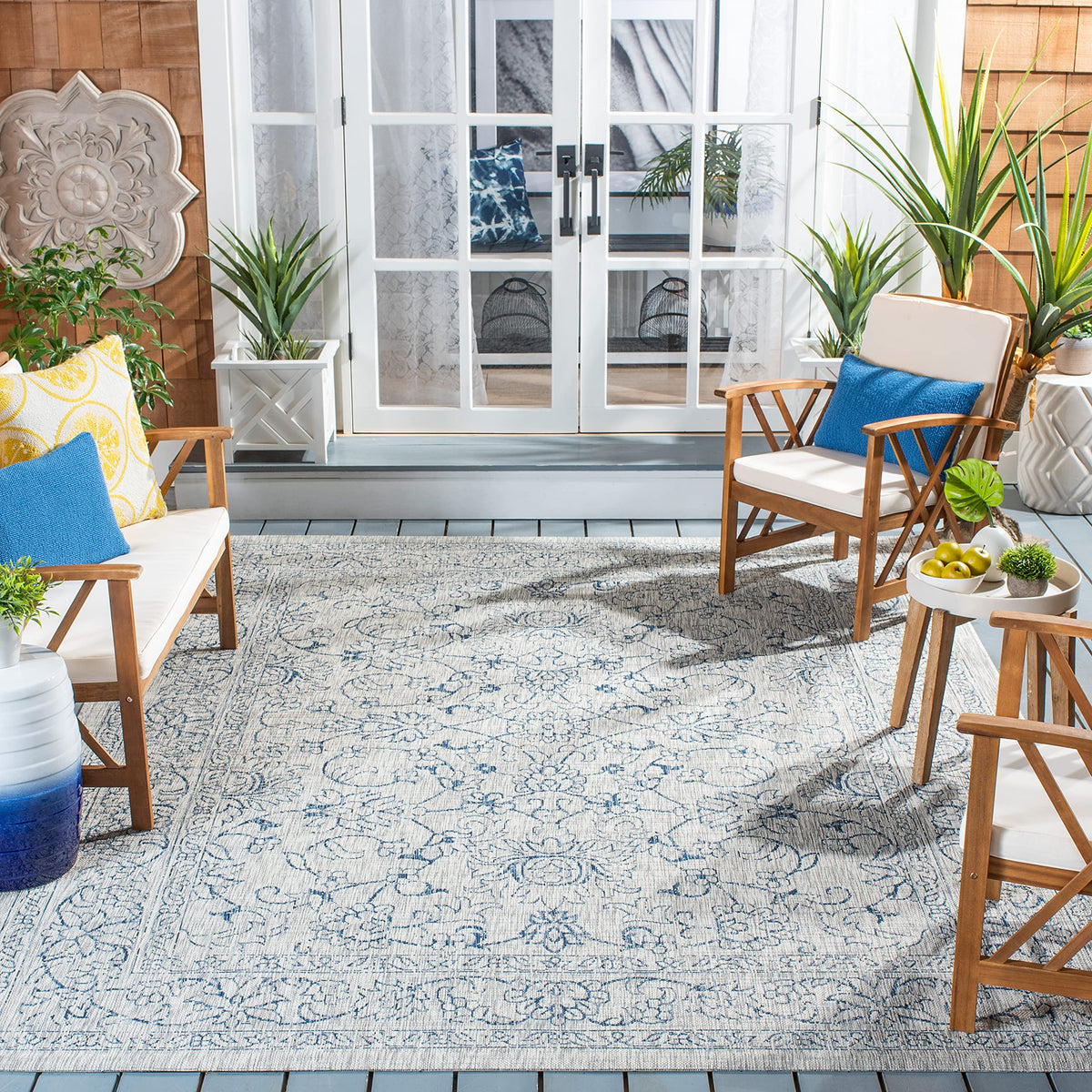 SAFAVIEH Courtyard Collection 8' x 10' Turquoise CY8680 Indoor/ Outside Waterproof Easy cleansingPatio Backyard Mudroom Area Mat