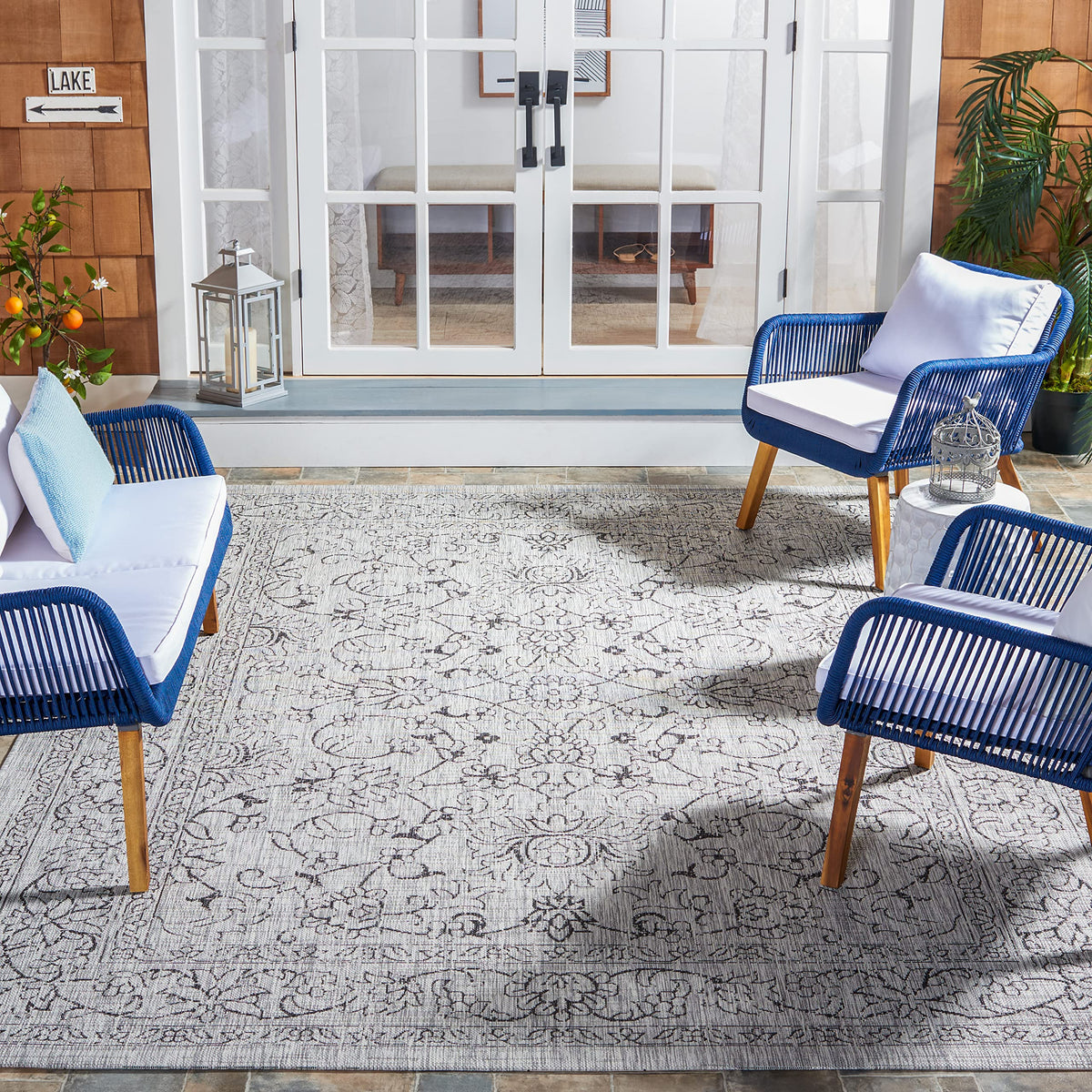 SAFAVIEH Courtyard Collection 8' x 10' Turquoise CY8680 Indoor/ Outside Waterproof Easy cleansingPatio Backyard Mudroom Area Mat