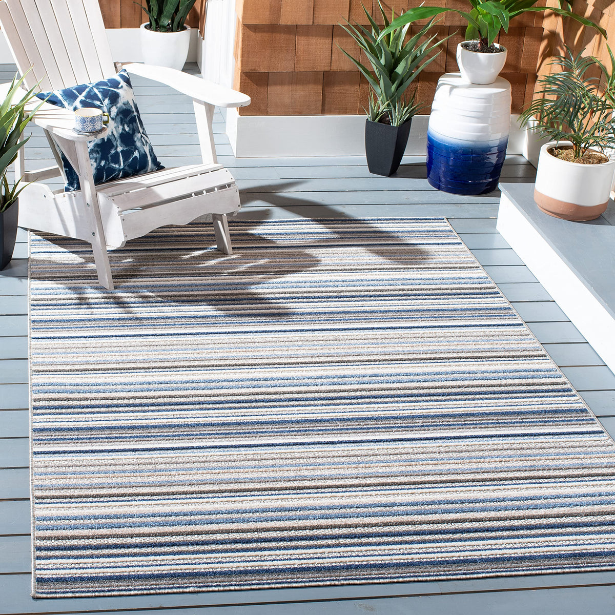 SAFAVIEH Washable Rug Outdoor Cabana Collection - 8' x 10', Ivory & Green, Non-Shedding & Easy to Clean, Ideal for Patio, Backyard, Mudroom (CBN323A)