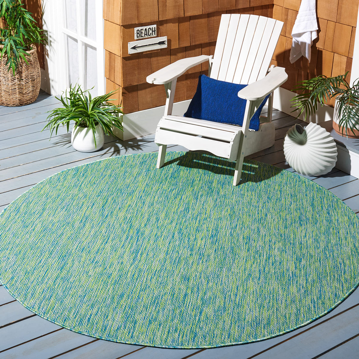SAFAVIEH Washable Rug Outdoor Courtyard Collection - 8' x 10', Natural & Cream, Non-Shedding & Easy Cleaning, Ideal for Patio, Backyard, Mudroom, DIning Space (CY8521-03012)