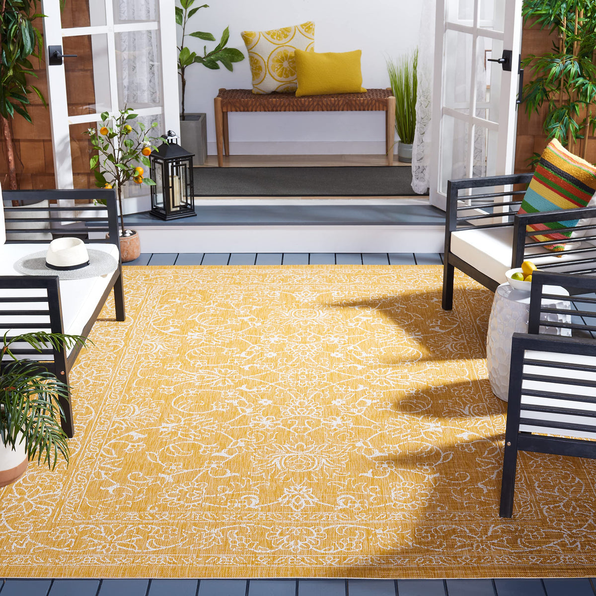 SAFAVIEH Courtyard Collection 8' x 10' Turquoise CY8680 Indoor/ Outside Waterproof Easy cleansingPatio Backyard Mudroom Area Mat