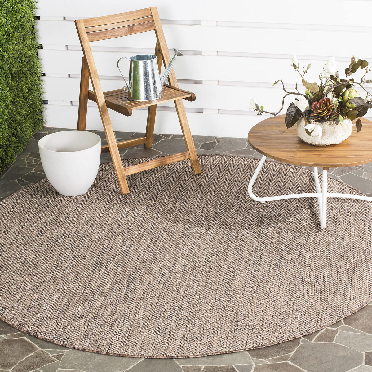 SAFAVIEH Courtyard Outdoor Area Rug 5'3"x7'7", Natural & Cream CY8022-03012