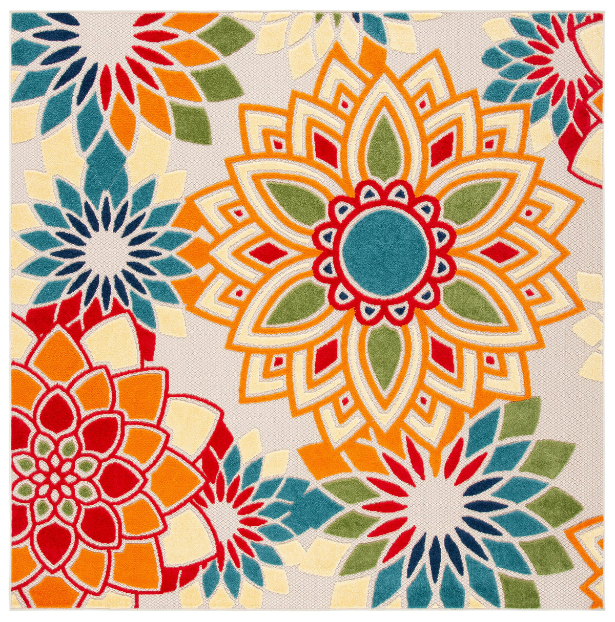 SAFAVIEH Washable Rug Outdoor Cabana Collection - 8' x 10', Ivory & Orange, Non-Shedding & Easy to Clean, Ideal for Patio, Backyard, Mudroom (CBN328A)