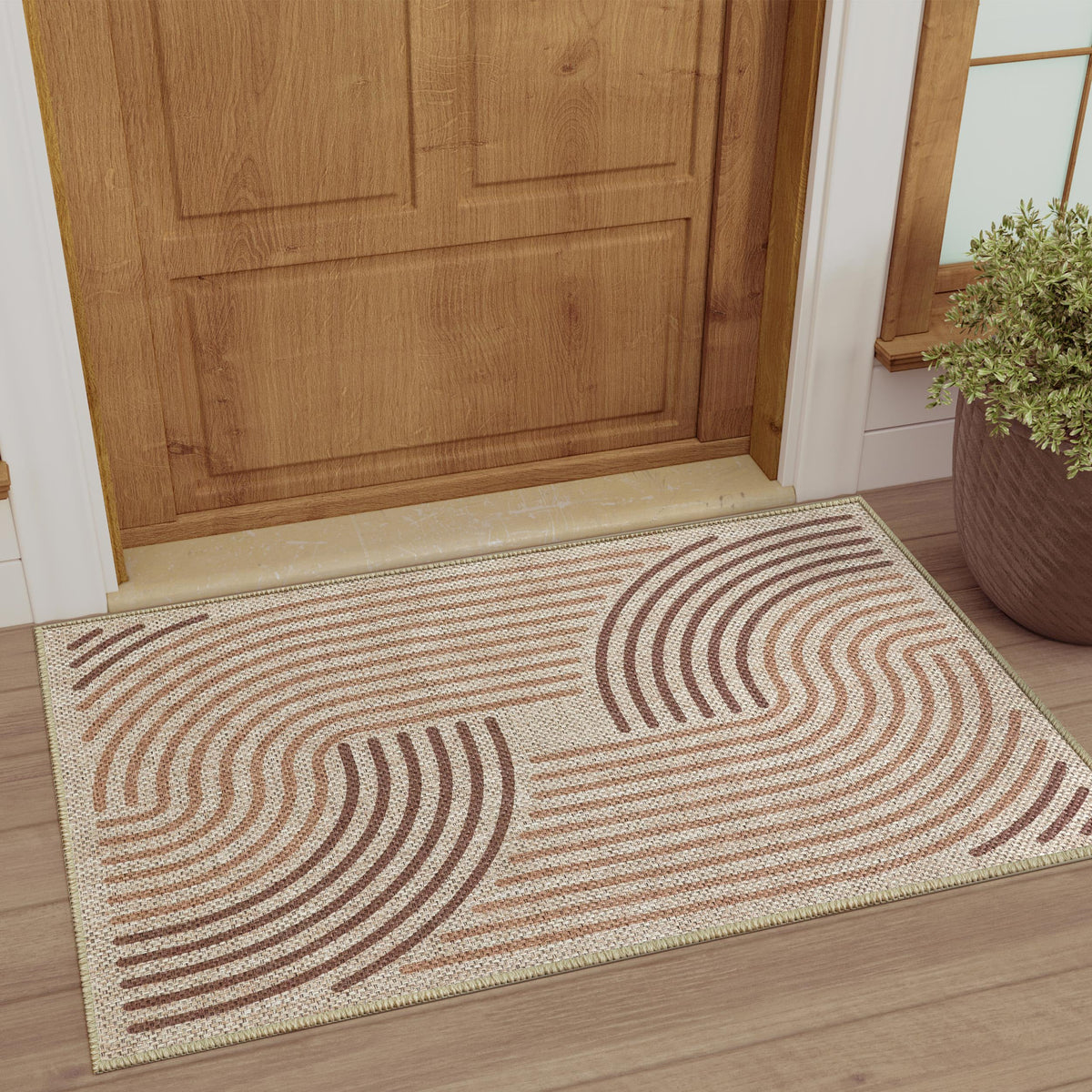Easy Jute 9x12 Brown Outdoor Patio Rug Machine Washable Boho Carpet
