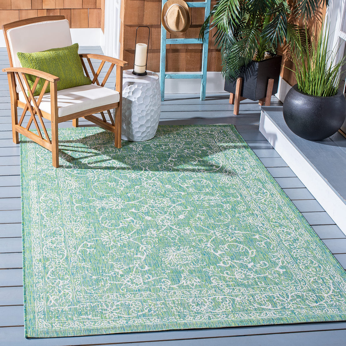 SAFAVIEH Courtyard Collection 8' x 10' Turquoise CY8680 Indoor/ Outside Waterproof Easy cleansingPatio Backyard Mudroom Area Mat