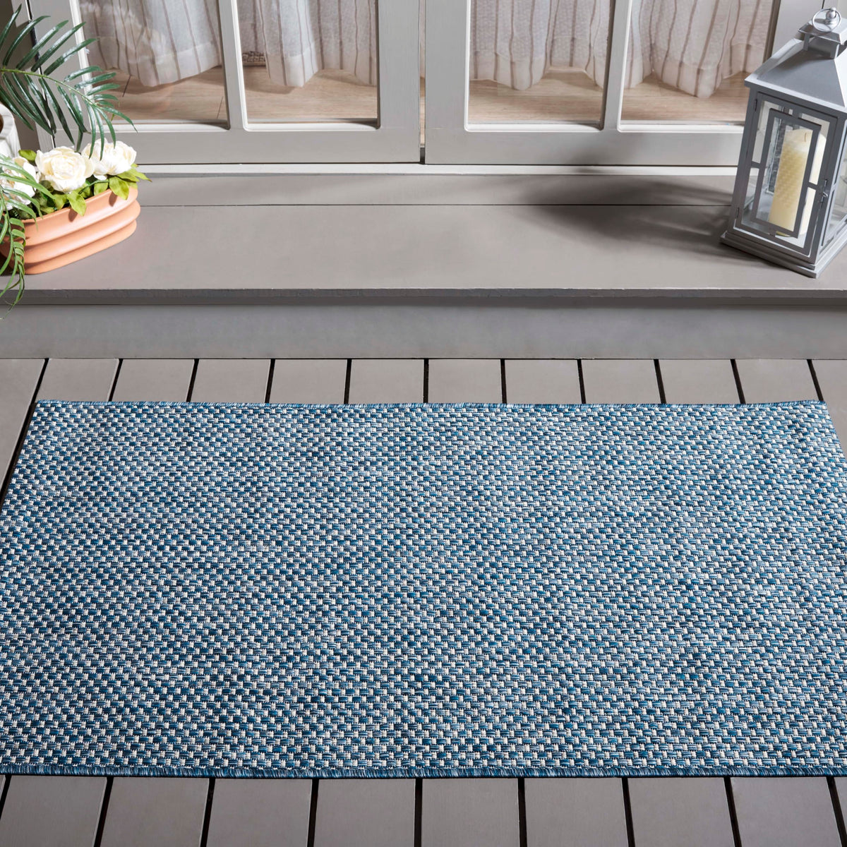 SAFAVIEH Washable Rug Outdoor Courtyard Collection - 8' x 10', Natural & Cream, Non-Shedding & Easy Cleaning, Ideal for Patio, Backyard, Mudroom, DIning Space (CY8521-03012)