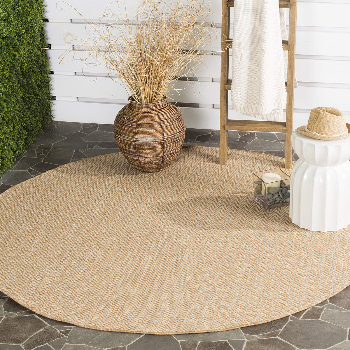 SAFAVIEH Courtyard Outdoor Area Rug 5'3"x7'7", Natural & Cream CY8022-03012