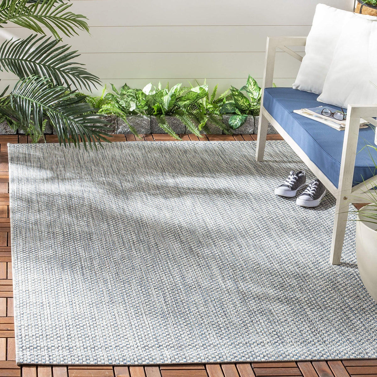 SAFAVIEH Washable Rug Outdoor Courtyard Collection - 8' x 10', Natural & Cream, Non-Shedding & Easy Cleaning, Ideal for Patio, Backyard, Mudroom, DIning Space (CY8521-03012)