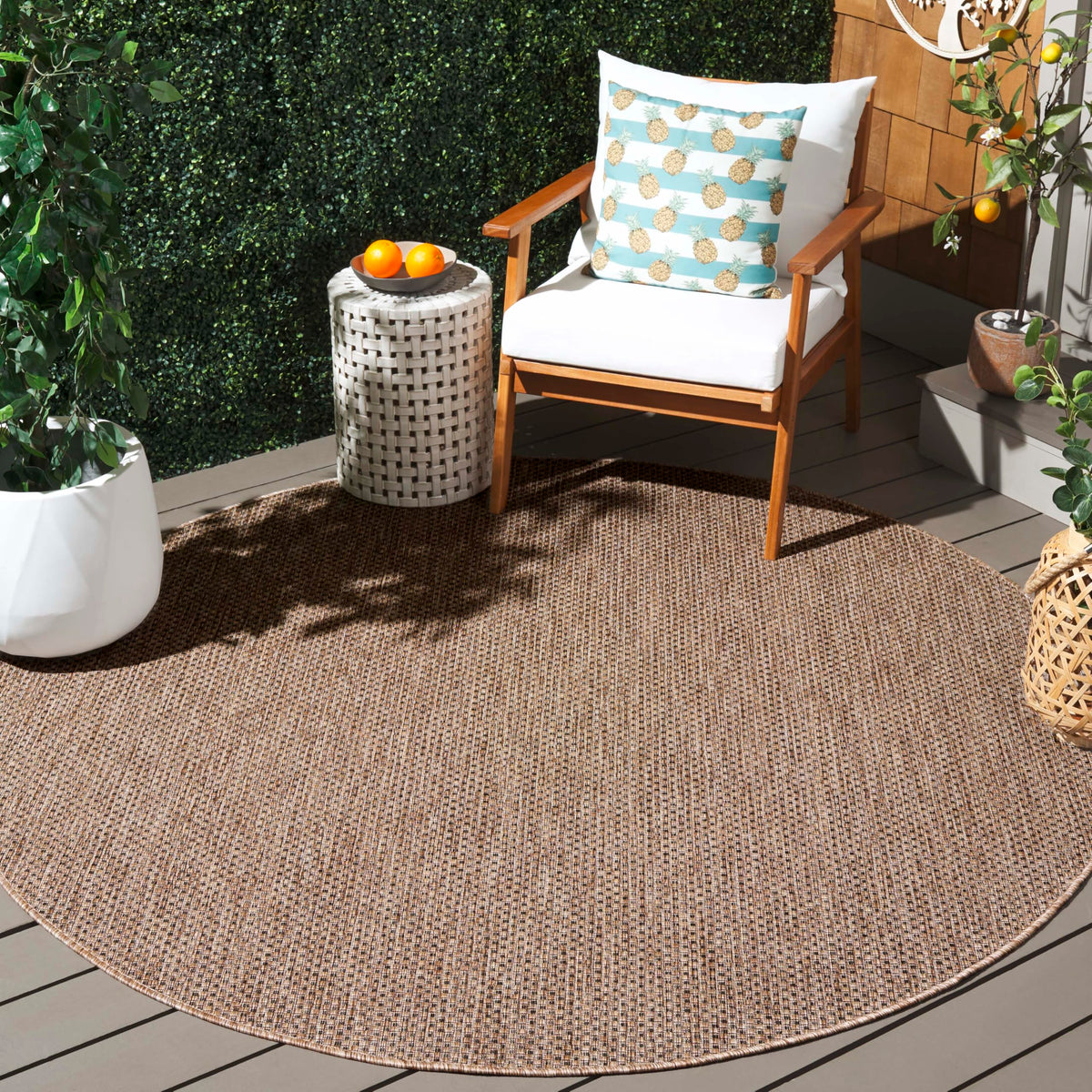 SAFAVIEH Washable Rug Outdoor Courtyard Collection - 8' x 10', Natural & Cream, Non-Shedding & Easy Cleaning, Ideal for Patio, Backyard, Mudroom, DIning Space (CY8521-03012)