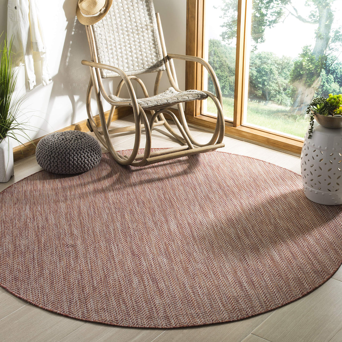 SAFAVIEH Courtyard Outdoor Area Rug 5'3"x7'7", Natural & Cream CY8022-03012