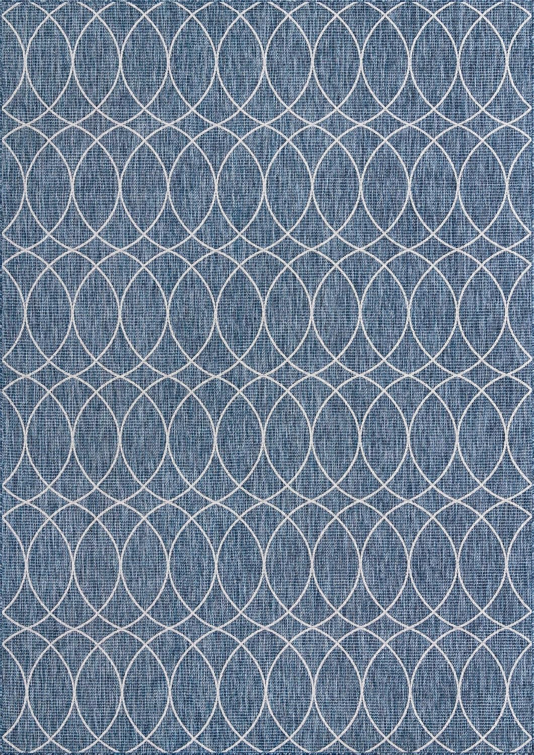 Unique Loom Outdoor Trellis Collection Area Rug - Gitter (10' x 14' 1" Rectangle, Blue/ Ivory)