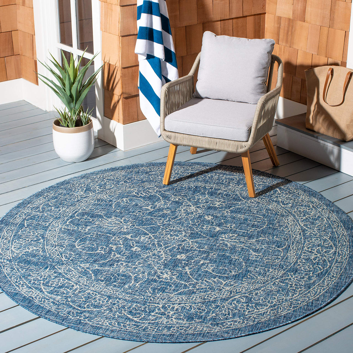 SAFAVIEH Courtyard Collection 8' x 10' Turquoise CY8680 Indoor/ Outside Waterproof Easy cleansingPatio Backyard Mudroom Area Mat