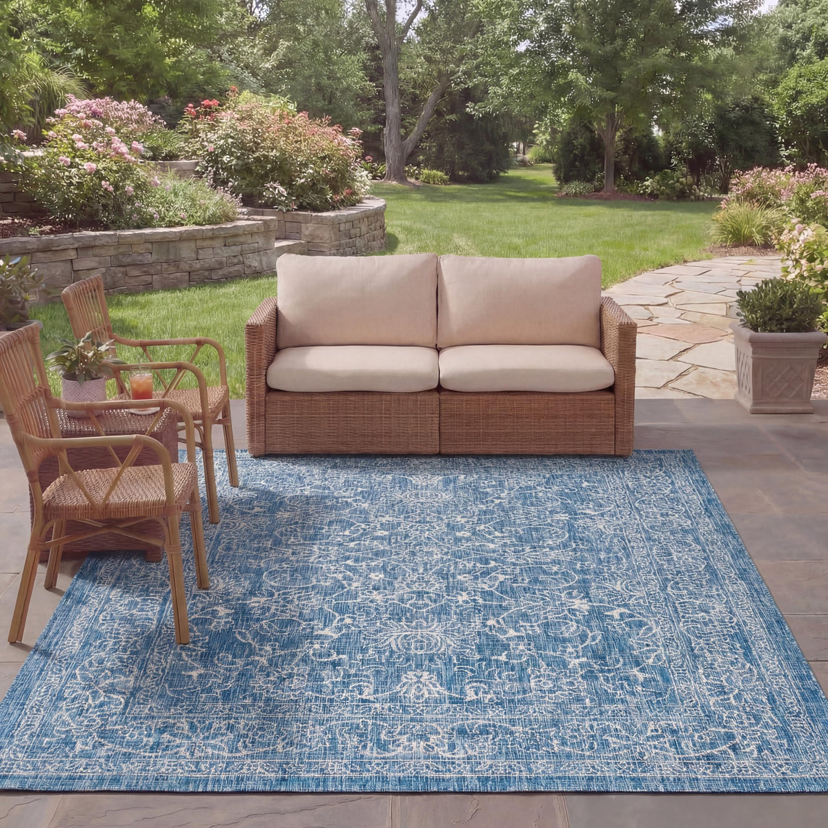 SAFAVIEH Courtyard Collection 8' x 10' Turquoise CY8680 Indoor/ Outside Waterproof Easy cleansingPatio Backyard Mudroom Area Mat