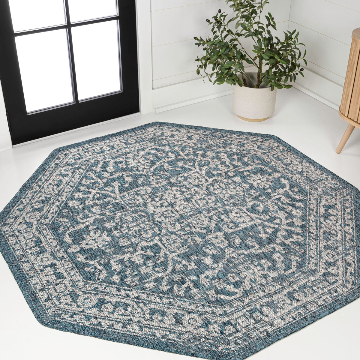 JONATHAN Y Boho Medallion Indoor Outdoor Area Rug 8X10 Black/Gray, Malta Textured Weave for Backyard, Patio, Porch, Easy-Cleaning, High Traffic, Pet-Friendly, Non-Shedding (SMB104C-8)