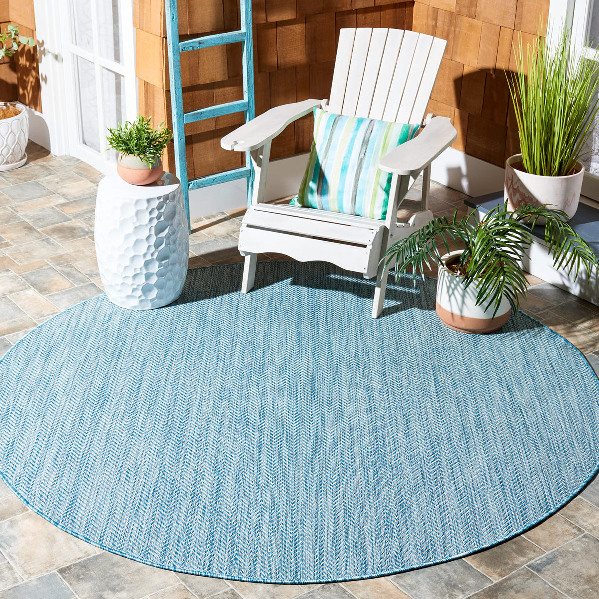 SAFAVIEH Courtyard Outdoor Area Rug 5'3"x7'7", Natural & Cream CY8022-03012