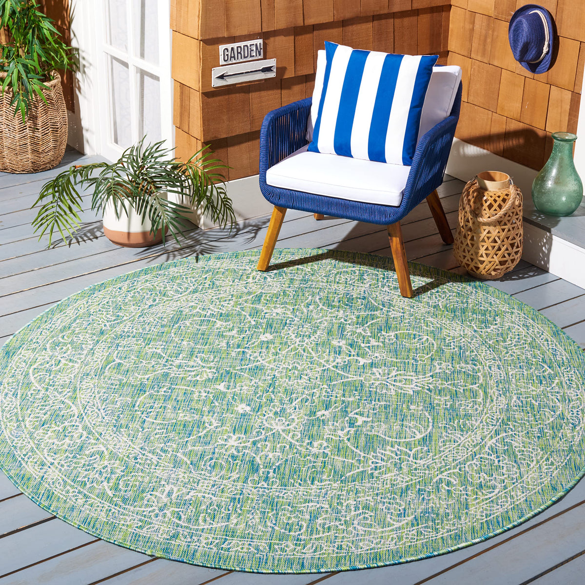 SAFAVIEH Courtyard Collection 8' x 10' Turquoise CY8680 Indoor/ Outside Waterproof Easy cleansingPatio Backyard Mudroom Area Mat