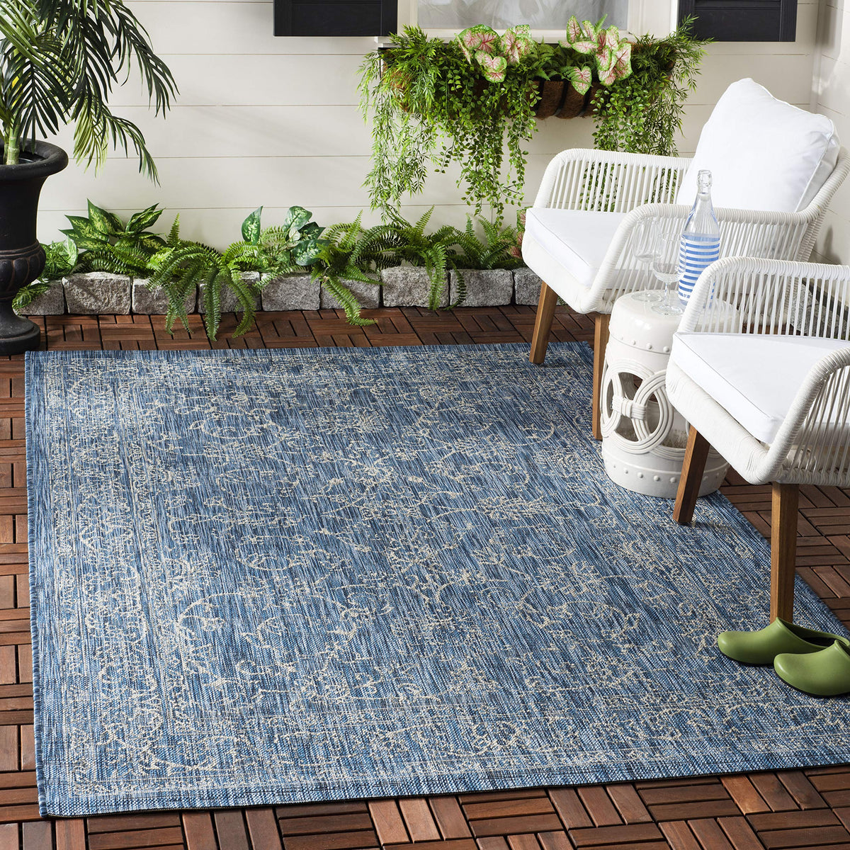 SAFAVIEH Courtyard Collection 8' x 10' Turquoise CY8680 Indoor/ Outside Waterproof Easy cleansingPatio Backyard Mudroom Area Mat