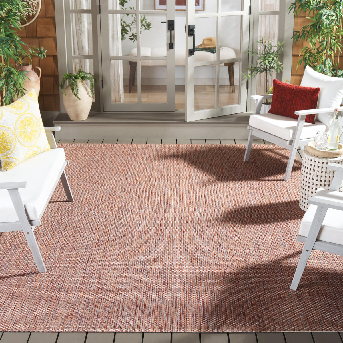 SAFAVIEH Washable Rug Outdoor Courtyard Collection - 8' x 10', Natural & Cream, Non-Shedding & Easy Cleaning, Ideal for Patio, Backyard, Mudroom, DIning Space (CY8521-03012)