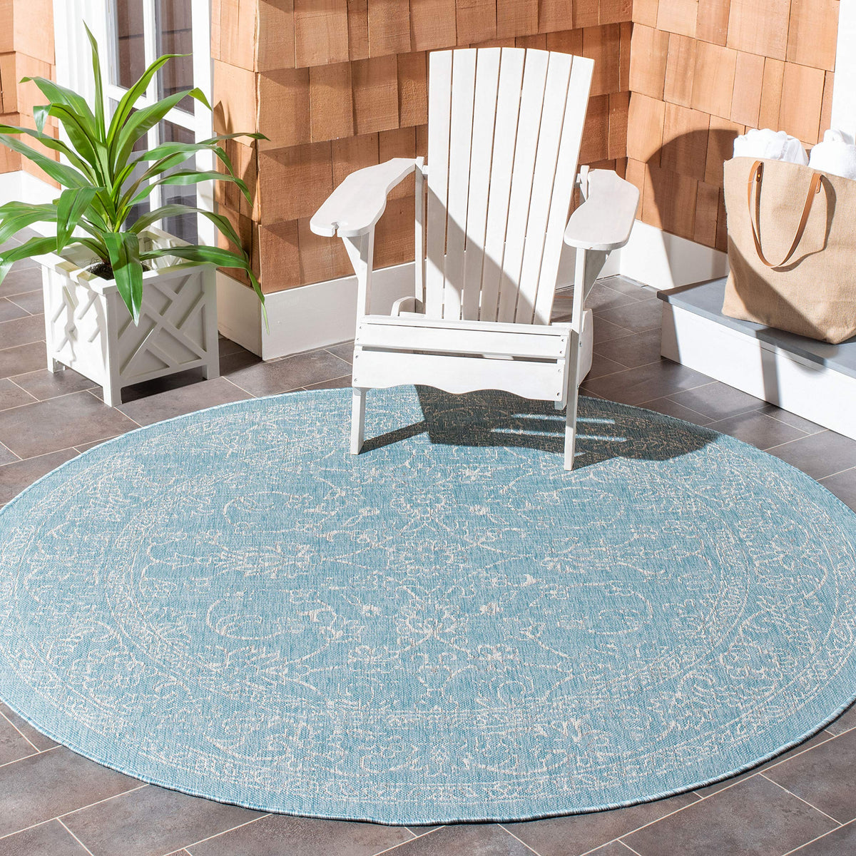 SAFAVIEH Courtyard Collection 8' x 10' Turquoise CY8680 Indoor/ Outside Waterproof Easy cleansingPatio Backyard Mudroom Area Mat