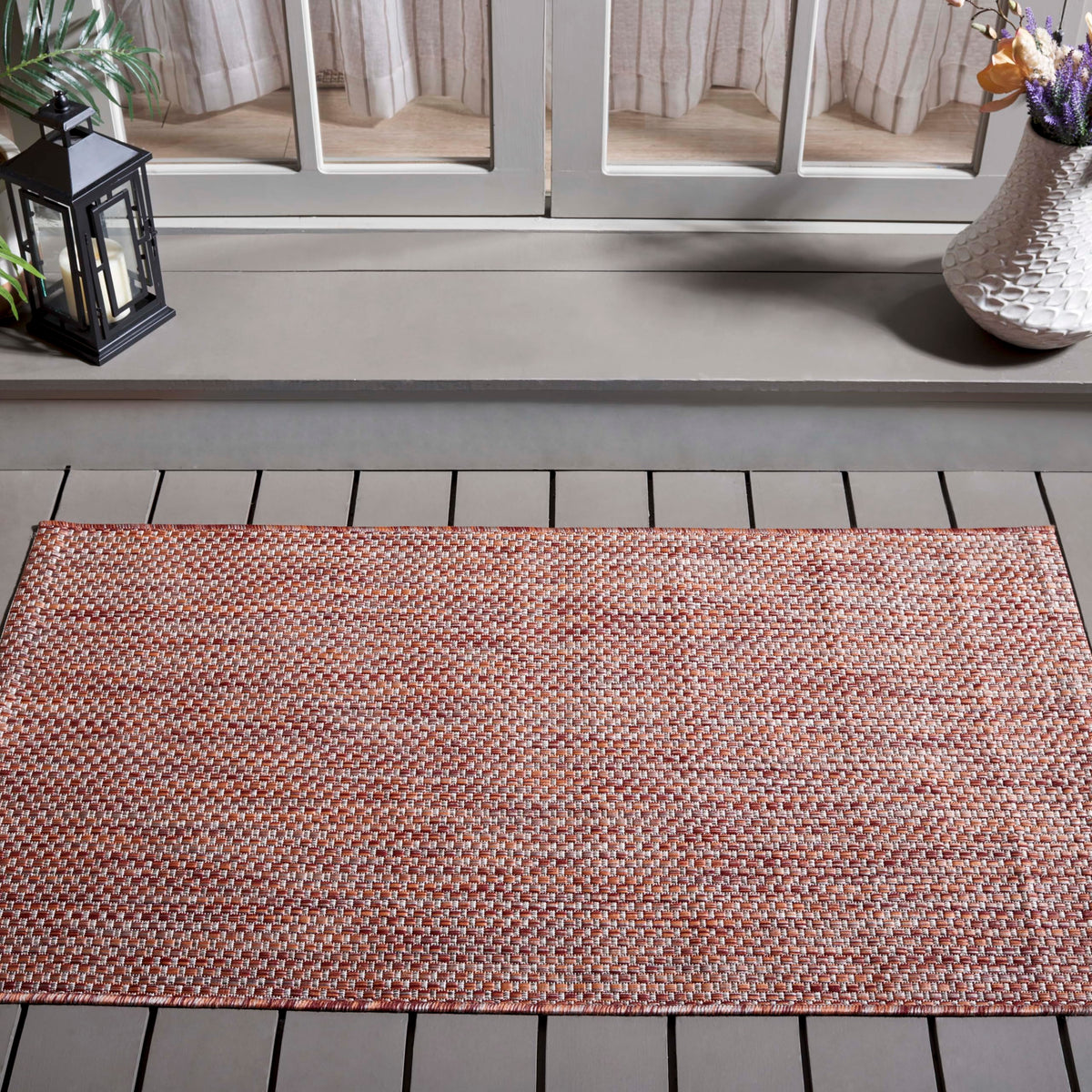 SAFAVIEH Washable Rug Outdoor Courtyard Collection - 8' x 10', Natural & Cream, Non-Shedding & Easy Cleaning, Ideal for Patio, Backyard, Mudroom, DIning Space (CY8521-03012)
