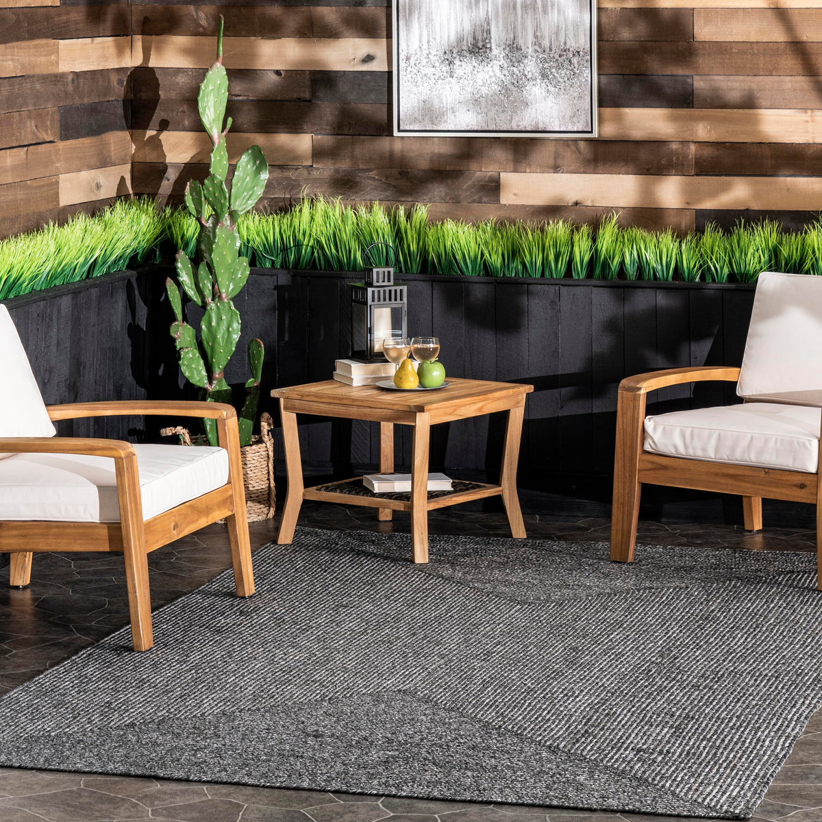 nuLOOM Wynn Tan Solid Power Loomed Indoor/Outdoor Area Rug, 5' x 8'