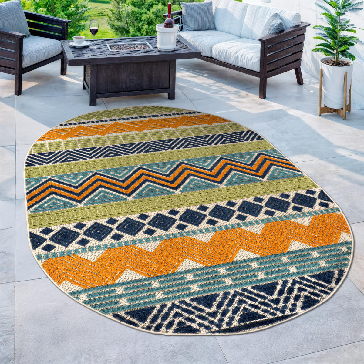 Rugshop Marbella Indoor/Outdoor Contemporary Boho Area Rug Gray 7'10" x 10'